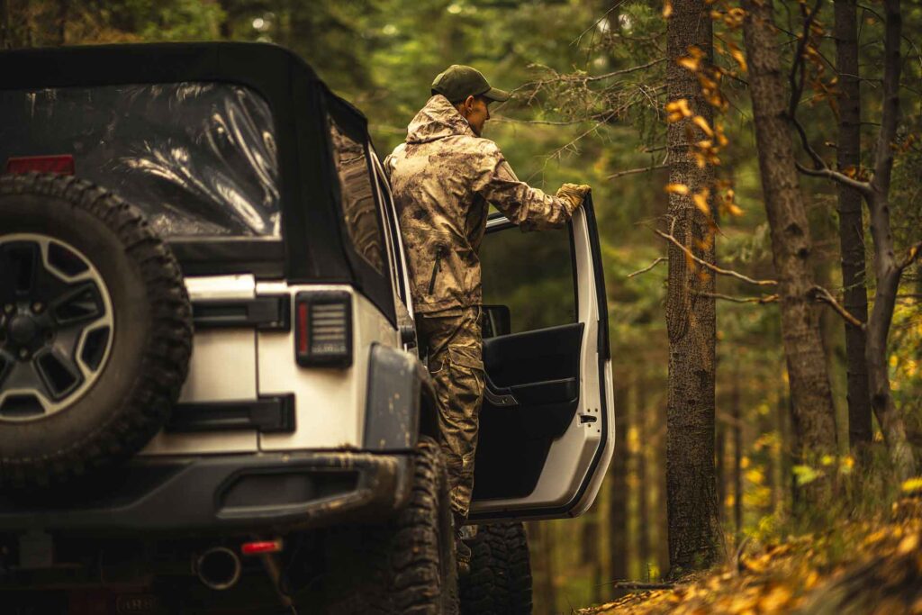 Four-wheel Jeep in the forest